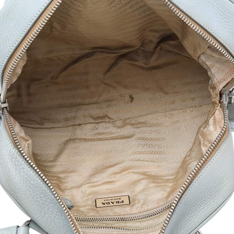 Pre Owned Prada Blue Leather Bauletto Satchel