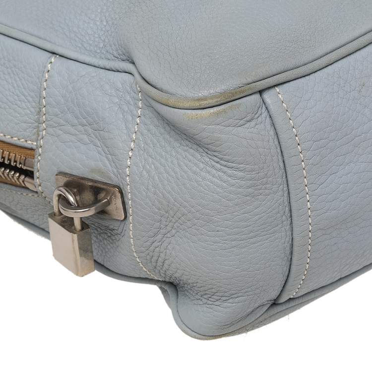 Pre Owned Prada Blue Leather Bauletto Satchel
