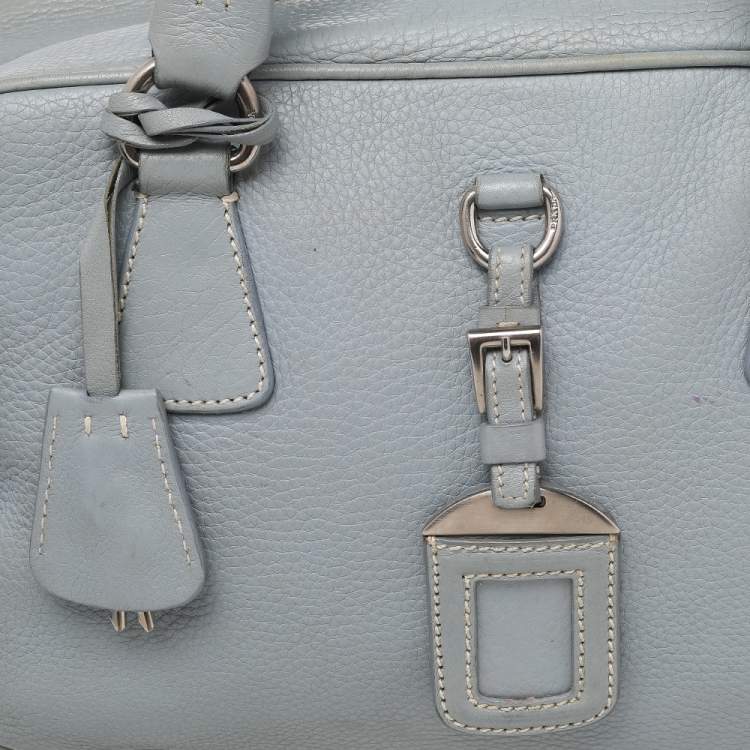 Pre Owned Prada Blue Leather Bauletto Satchel