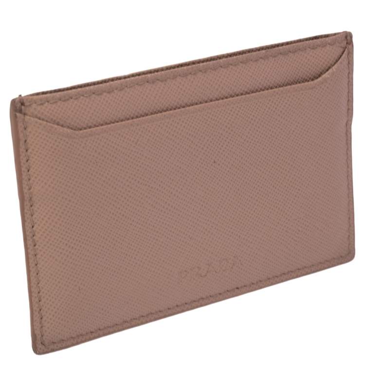 Prada Beige Saffiano Lux Leather Card Holder