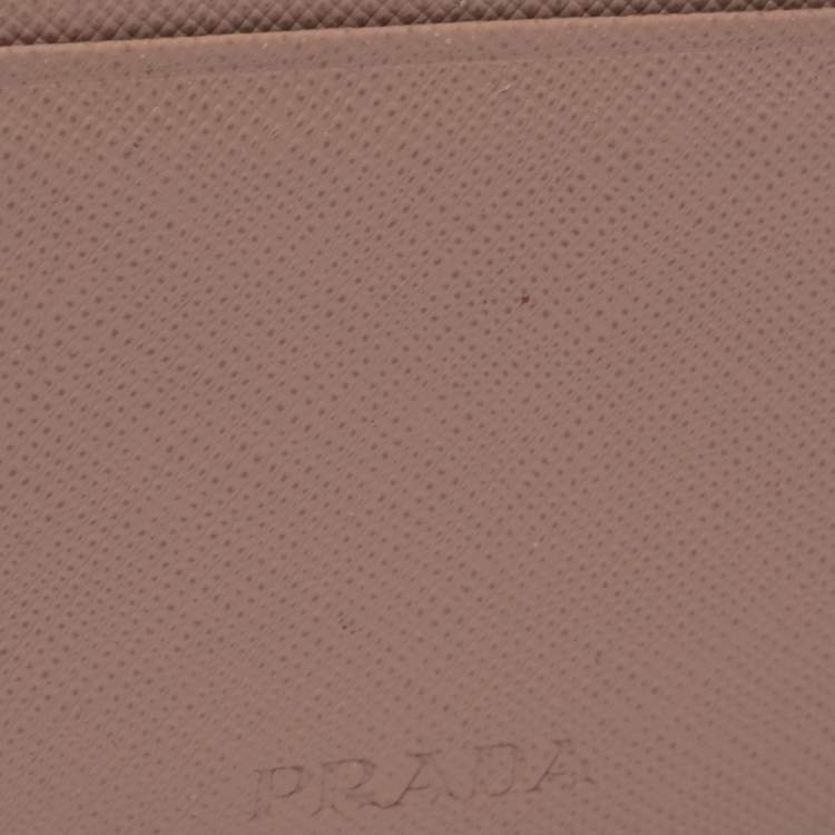 Pre Owned Prada Beige Saffiano Lux Leather Card Holder