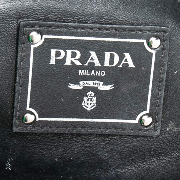 Pre Owned Prada Black Leather Double Zip Tote