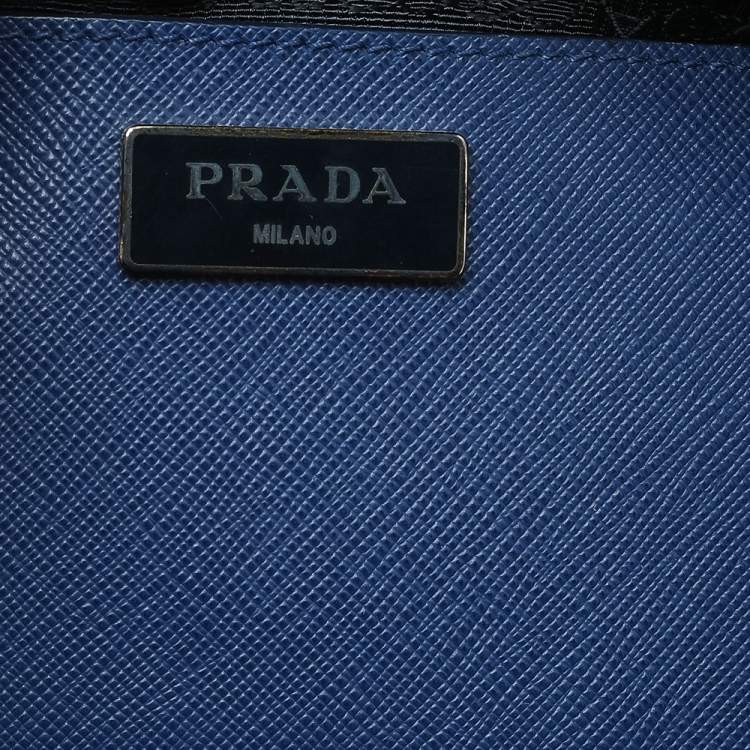 Pre Owned Prada Blue Saffiano Lux Leather Galleria Tote