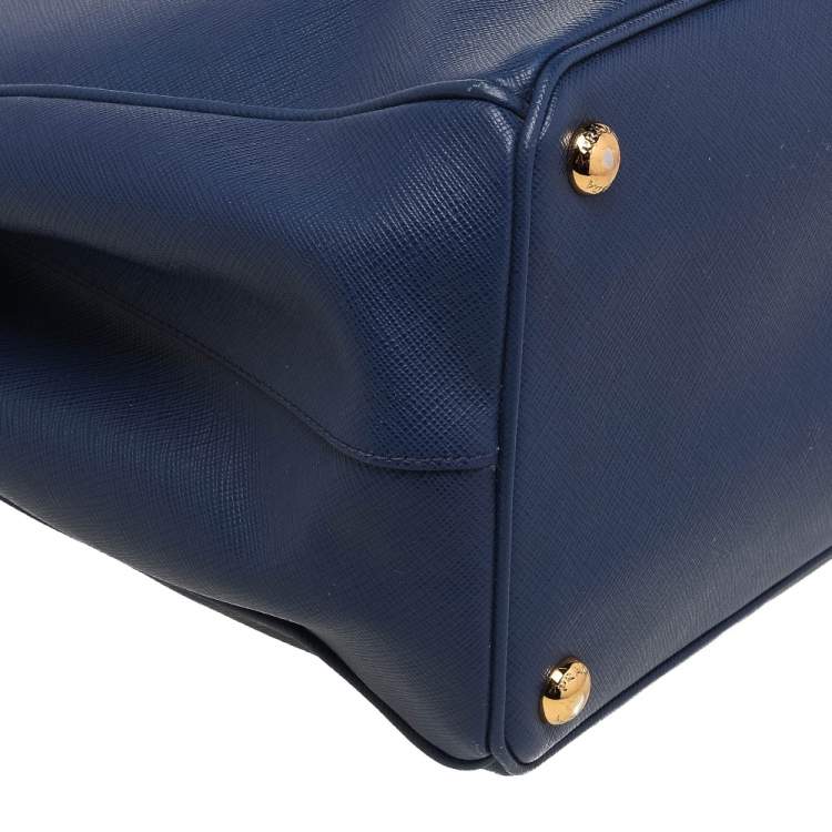 Pre Owned Prada Blue Saffiano Lux Leather Galleria Tote
