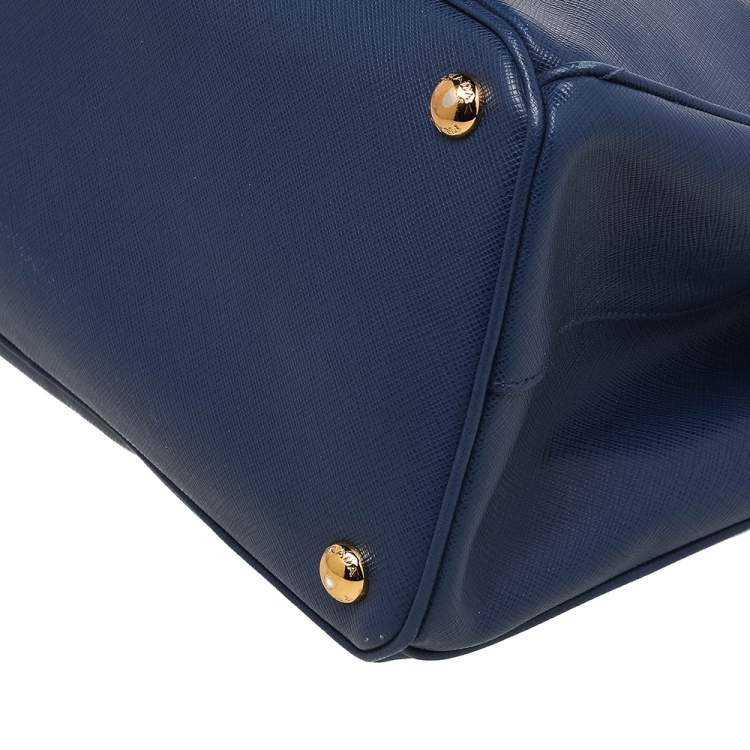 Pre Owned Prada Blue Saffiano Lux Leather Galleria Tote