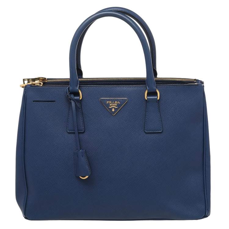Pre Owned Prada Blue Saffiano Lux Leather Galleria Tote