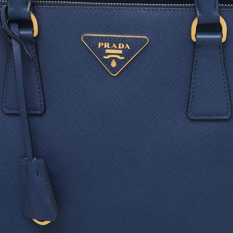 Pre Owned Prada Blue Saffiano Lux Leather Galleria Tote