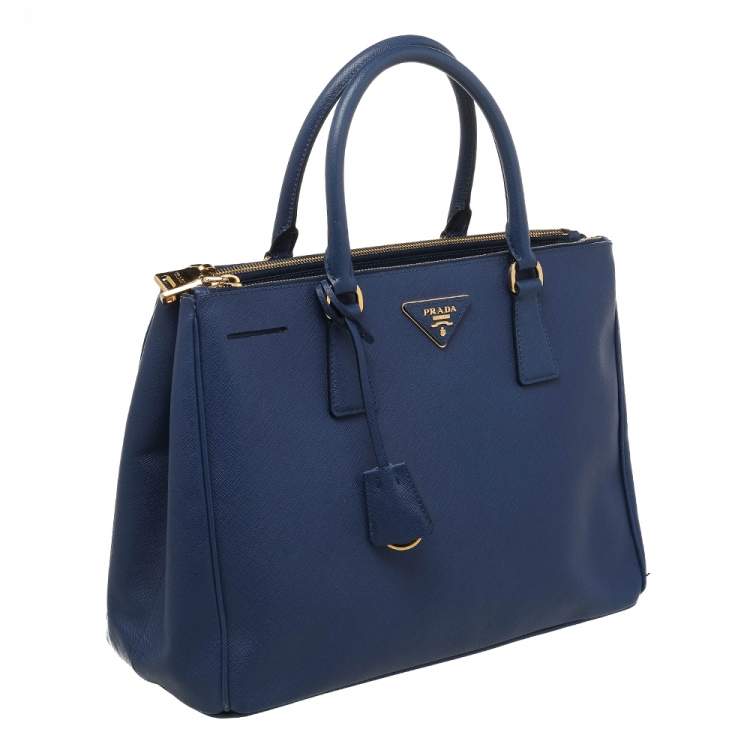 Pre Owned Prada Blue Saffiano Lux Leather Galleria Tote