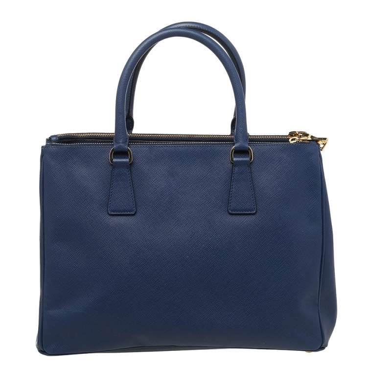 Pre Owned Prada Blue Saffiano Lux Leather Galleria Tote