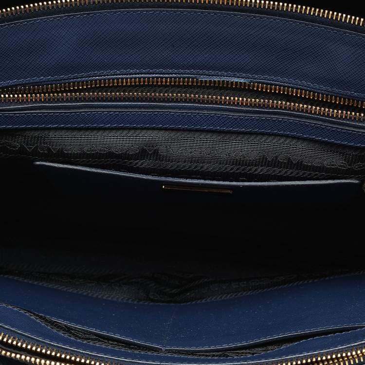 Pre Owned Prada Blue Saffiano Lux Leather Galleria Tote