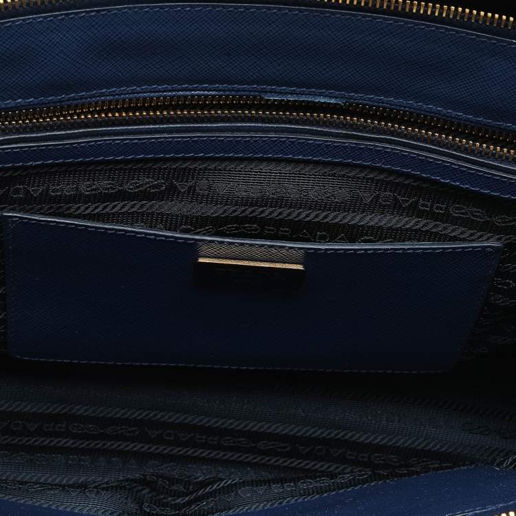 Pre Owned Prada Blue Saffiano Lux Leather Galleria Tote