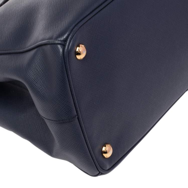 Pre Owned Prada Navy Blue Saffiano Lux Leather Medium Galleria Tote