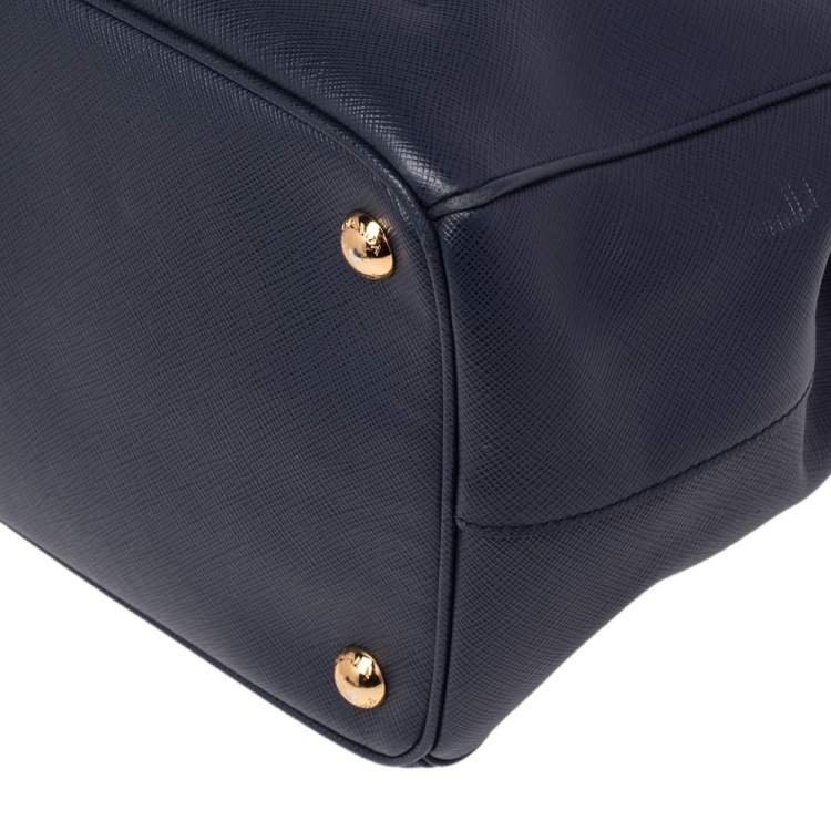 Pre Owned Prada Navy Blue Saffiano Lux Leather Medium Galleria Tote