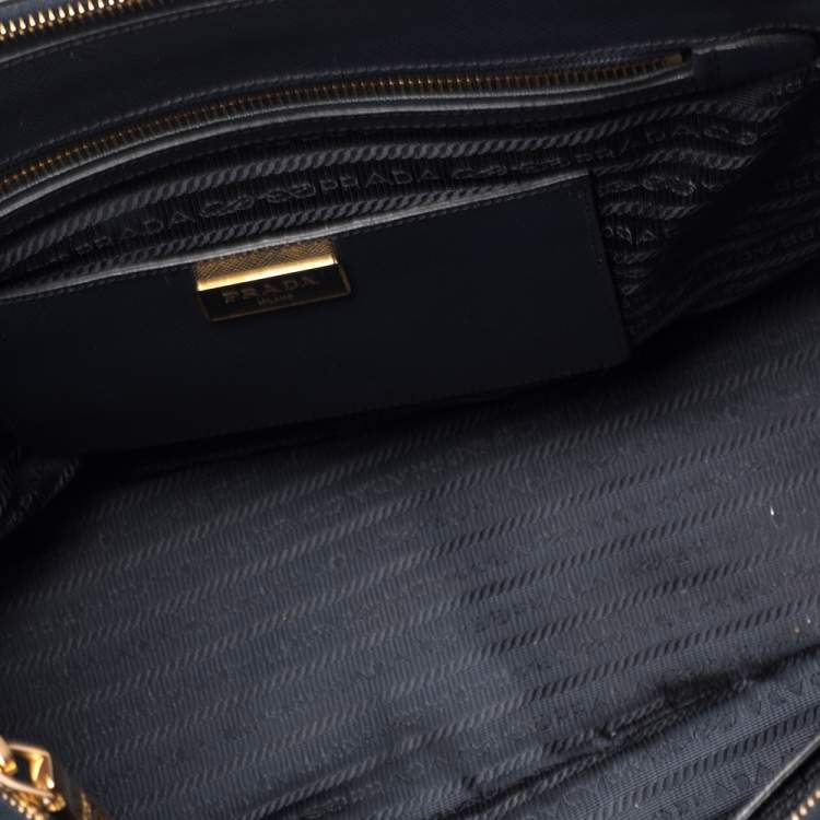Pre Owned Prada Navy Blue Saffiano Lux Leather Medium Galleria Tote