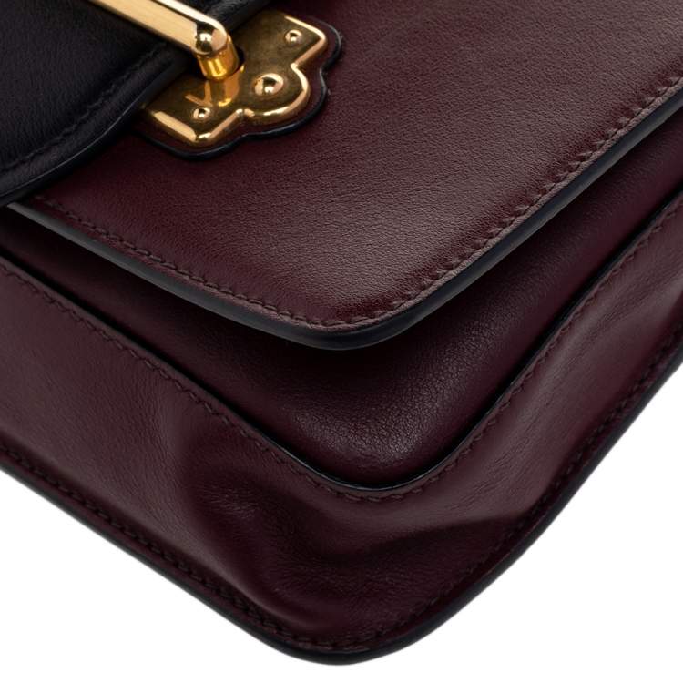 مملوكة مسبقًا Prada Burgundy /Black Leather Cahier Belt Bag