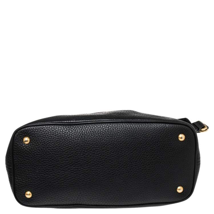 Pre Owned Prada Black Vitello Daino Leather Hobo Bag