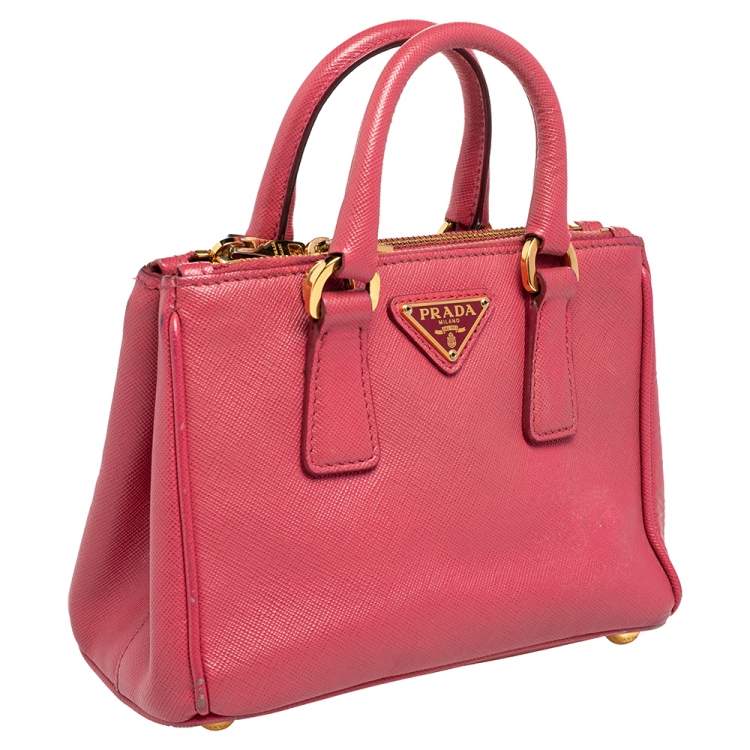 Pre Owned Prada Pink Saffiano Leather Galleria Tote