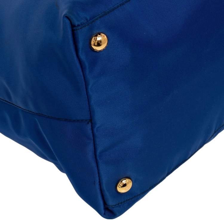 Pre Owned Prada Navy Blue Tessuto Nylon And Leather Tote 