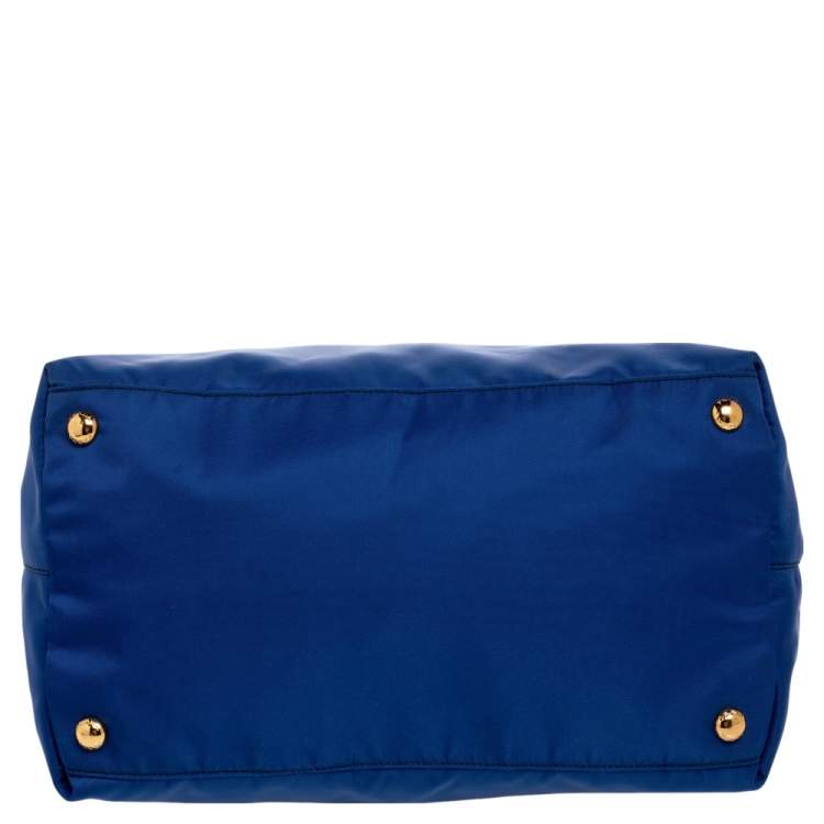 Pre Owned Prada Navy Blue Tessuto Nylon And Leather Tote 