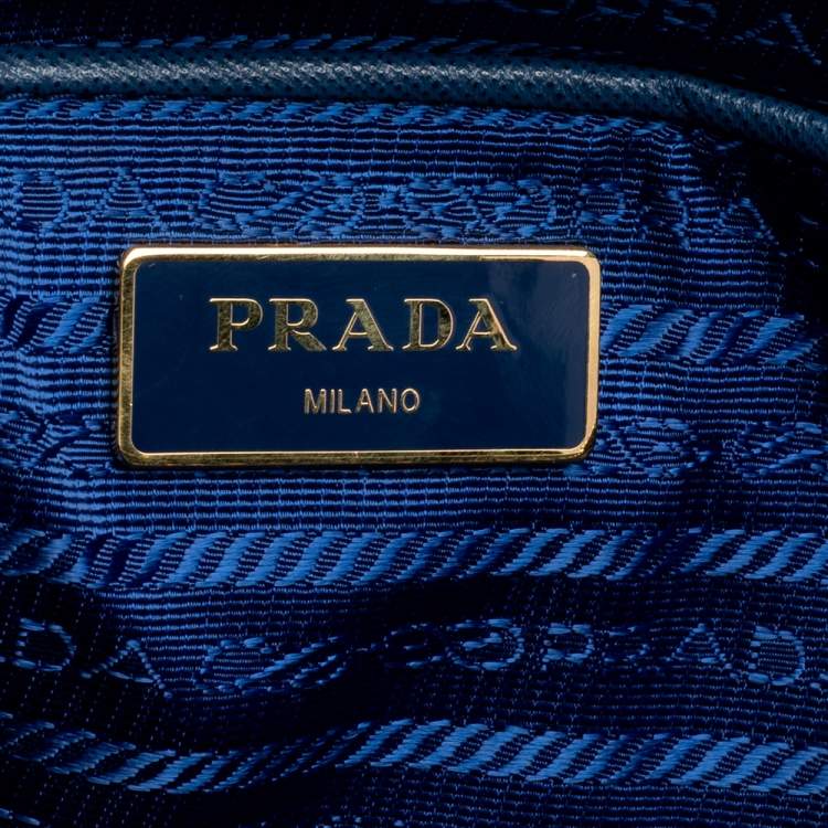 Pre Owned Prada Navy Blue Tessuto Nylon And Leather Tote 