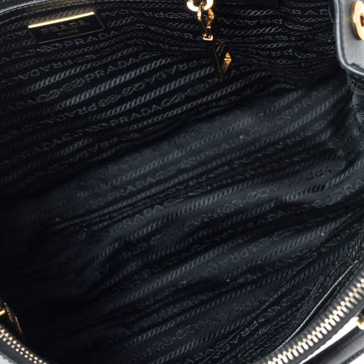 Pre Owned Prada Black Saffiano Lux Leather Small Galleria Tote