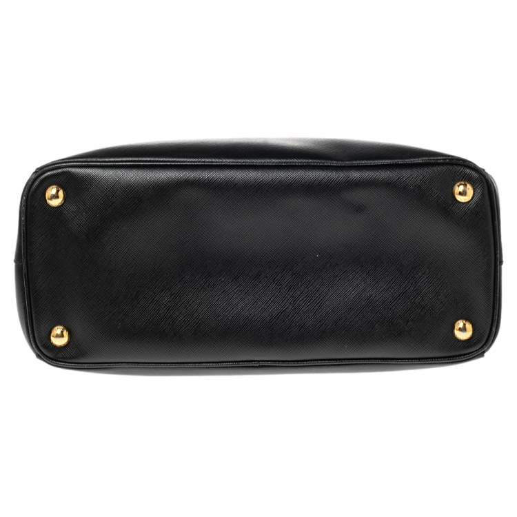 Pre Owned Prada Black Saffiano Lux Leather Small Galleria Tote