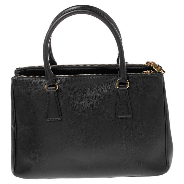 Pre Owned Prada Black Saffiano Lux Leather Small Galleria Tote