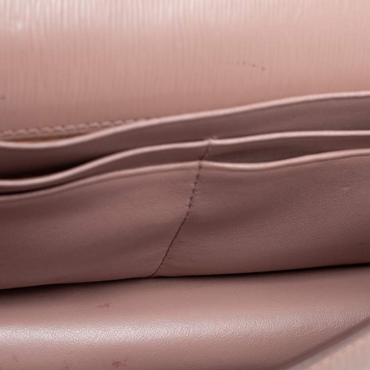 Pre Owned Prada Beige Vitello Move Leather Wallet On Chain