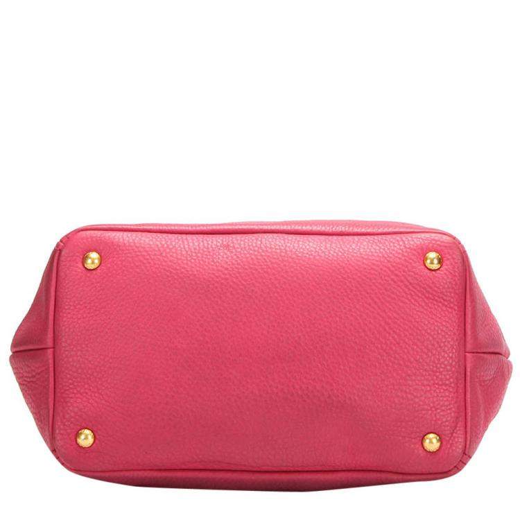 Pre Owned Prada Pink Leather Vitello Daino Hobo Bag