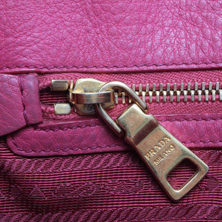 Pre Owned Prada Pink Leather Vitello Daino Hobo Bag