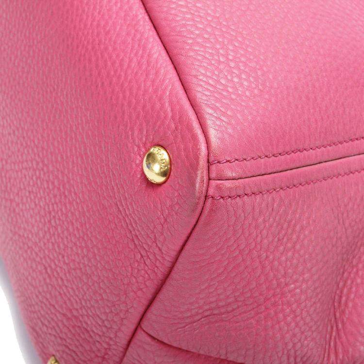 Pre Owned Prada Pink Leather Vitello Daino Hobo Bag