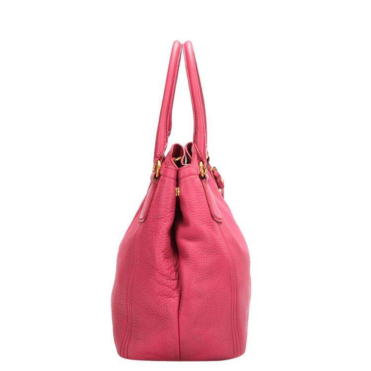 Pre Owned Prada Pink Leather Vitello Daino Hobo Bag