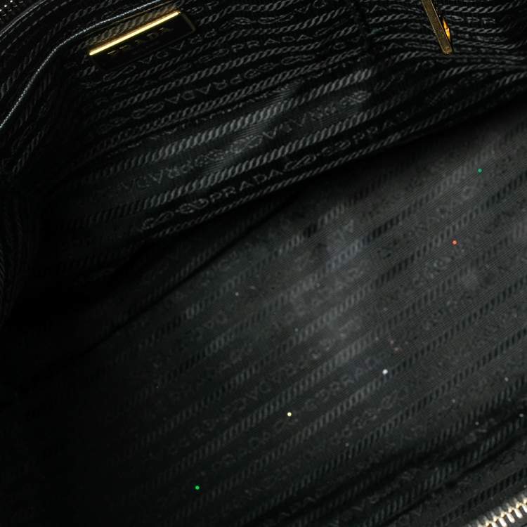 Pre Owned Prada Black Saffiano Lux Leather Medium Galleria Double Zip Tote