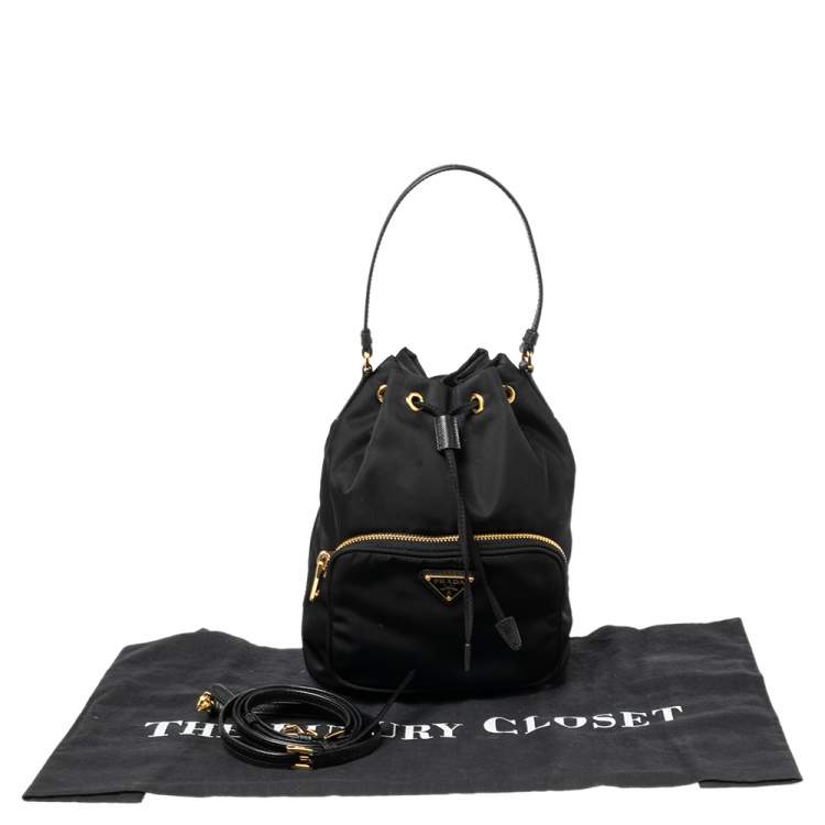 Pre Owned Prada Black Nylon Duet Top Handle Bag