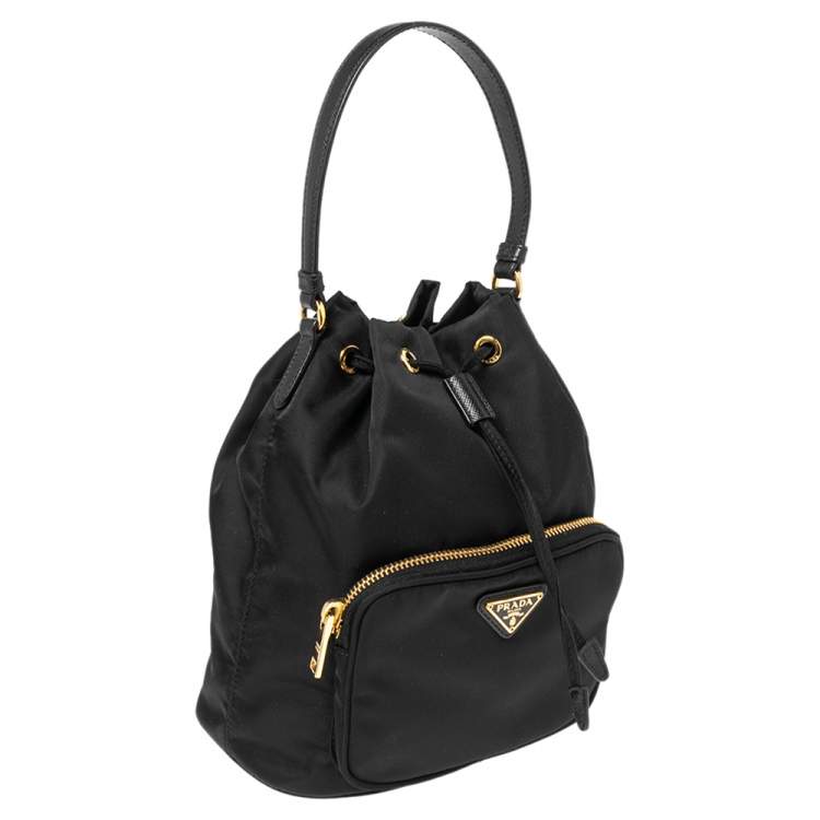 Pre Owned Prada Black Nylon Duet Top Handle Bag