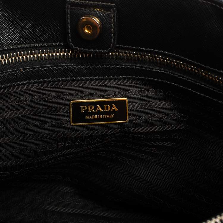 مملوكة مسبقًا Prada Black Saffiano Lux Leather Medium Galleria Tote