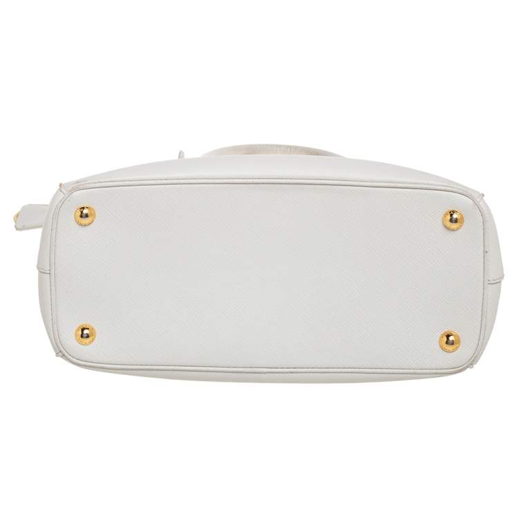 مملوكة مسبقًا Prada White Saffiano Lux Leather Small Galleria Double Zip Tote