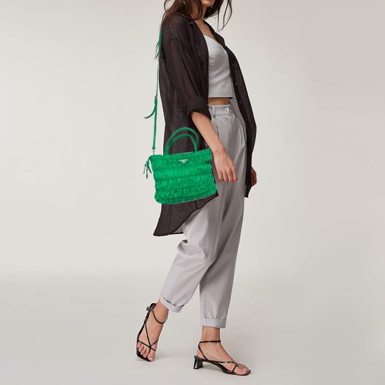 Prada Green Tessuto Nylon Gauffre Tote Bag - Yoogi's Closet