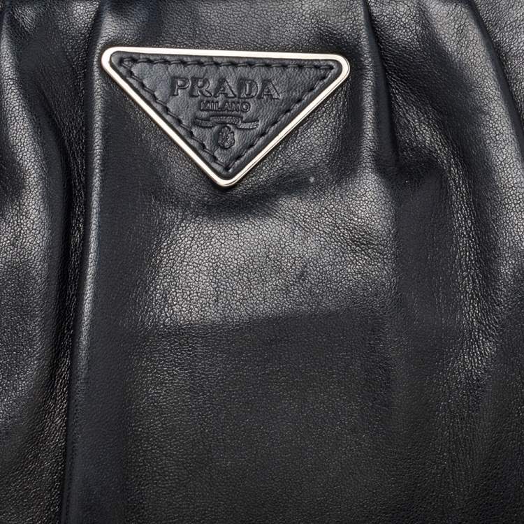 Pre Owned Prada Black Leather Top Handle Bag