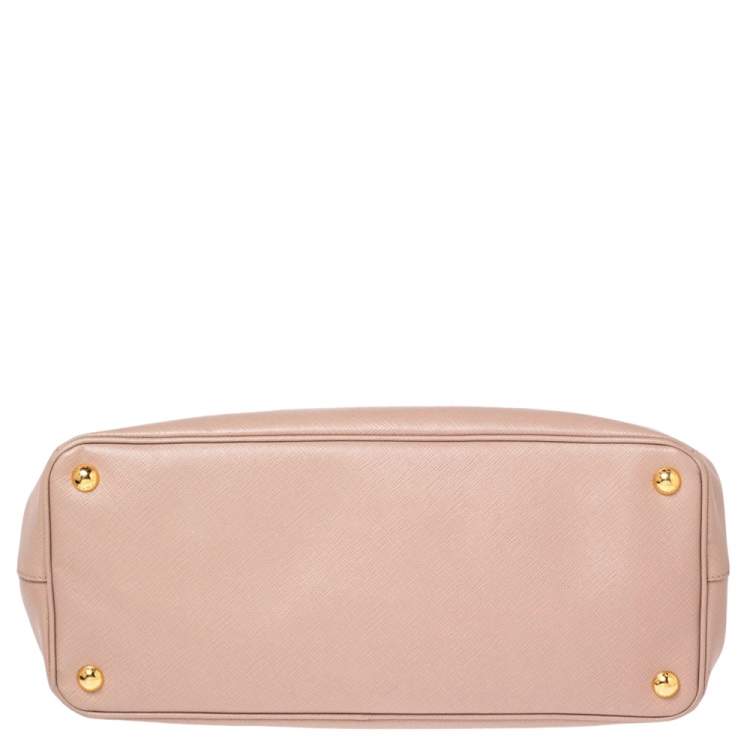 Pre Owned Prada Beige Saffiano Lux Leather Medium Galleria Double Zip Tote
