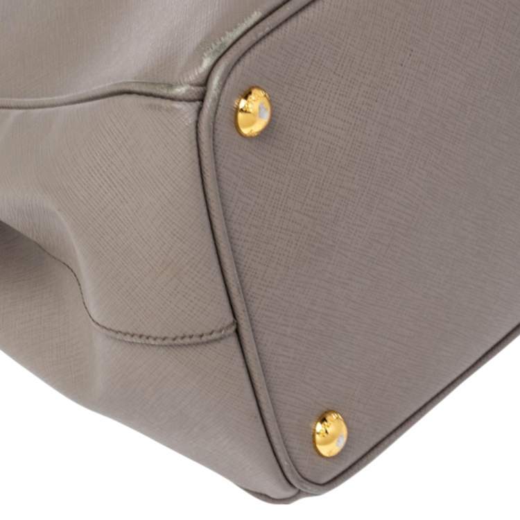 Pre Owned Prada Argilla Grey Saffiano Lux Leather Large Galleria Tote