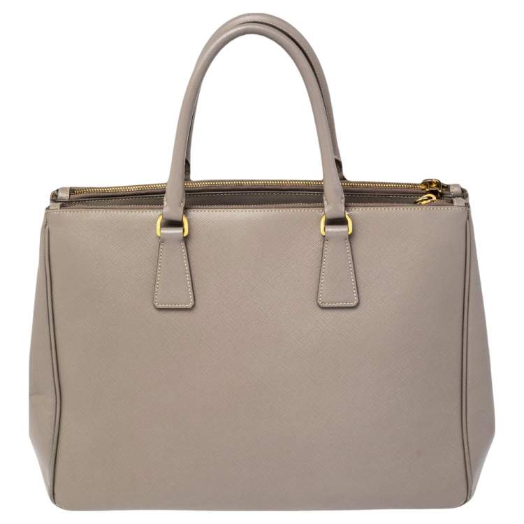 Pre Owned Prada Argilla Grey Saffiano Lux Leather Large Galleria Tote