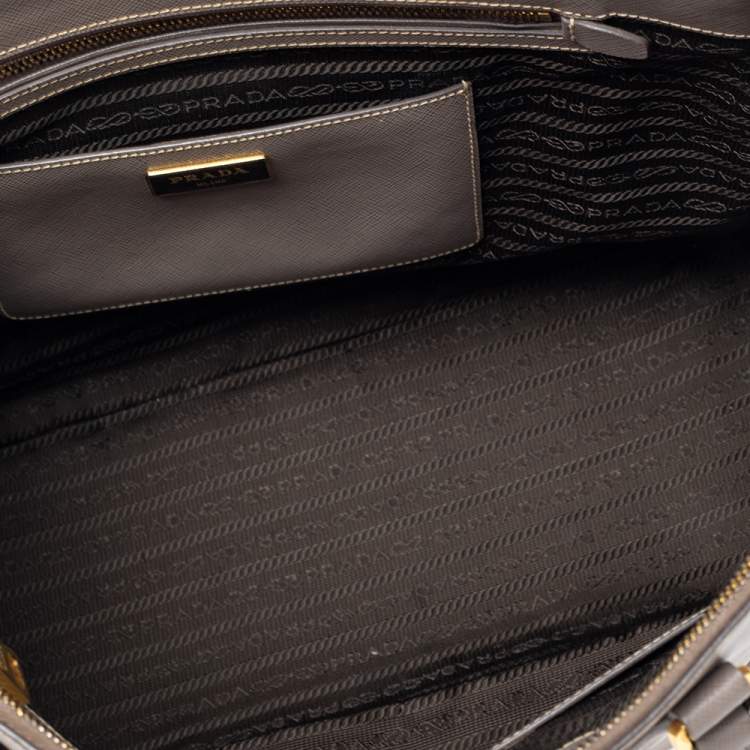 Pre Owned Prada Argilla Grey Saffiano Lux Leather Large Galleria Tote