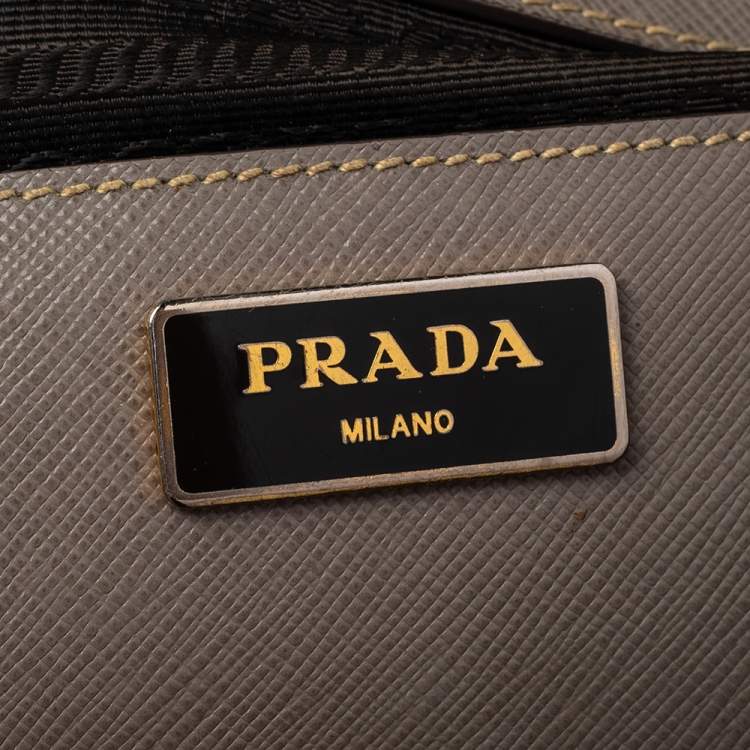Pre Owned Prada Argilla Grey Saffiano Lux Leather Large Galleria Tote