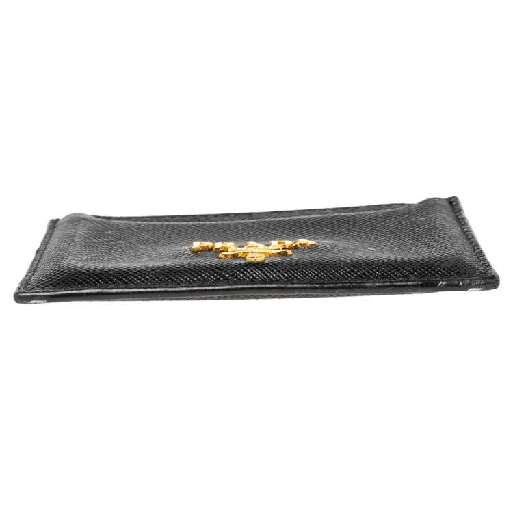 Pre Owned Prada Black Saffiano Leather Card Holder