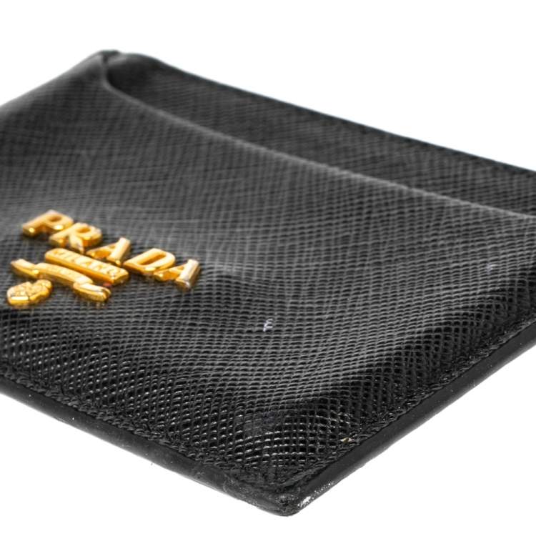Pre Owned Prada Black Saffiano Leather Card Holder