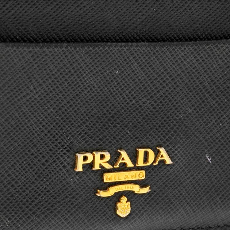 Pre Owned Prada Black Saffiano Leather Card Holder