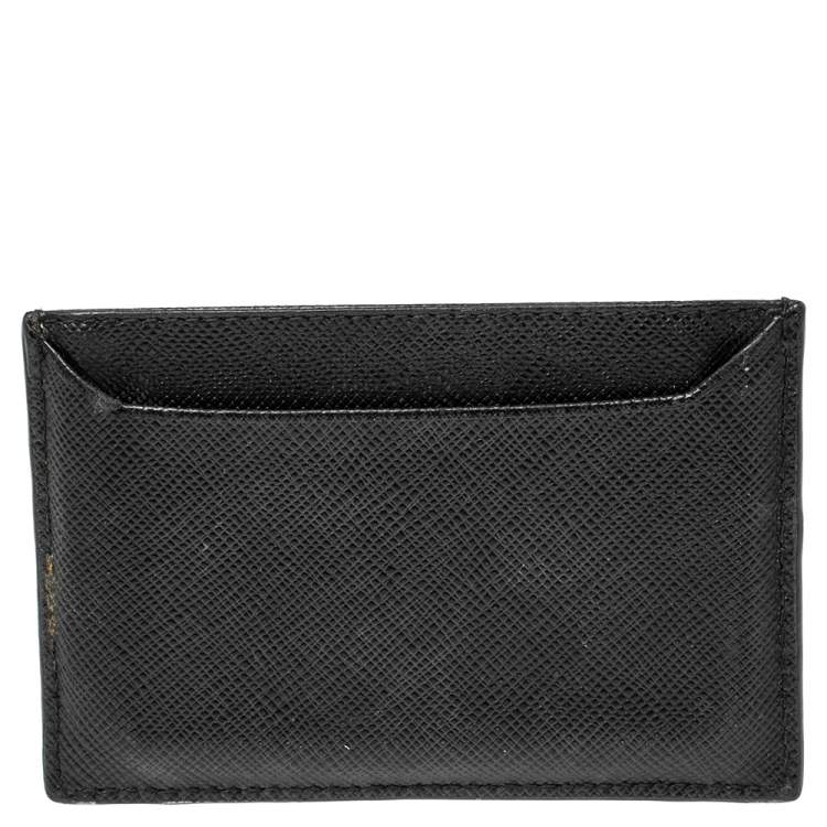 Pre Owned Prada Black Saffiano Leather Card Holder