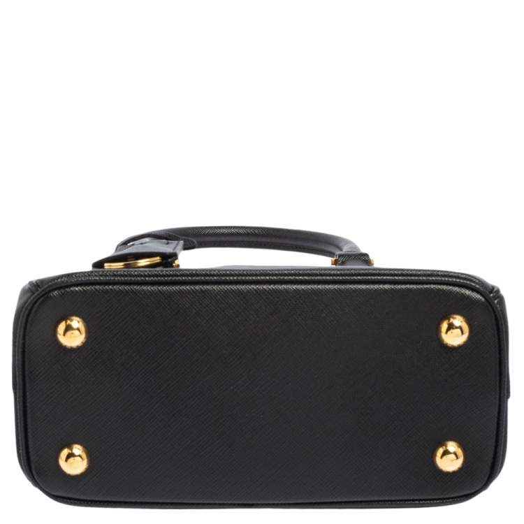 Pre Owned Prada Black Saffiano Lux Leather Micro Galleria Tote