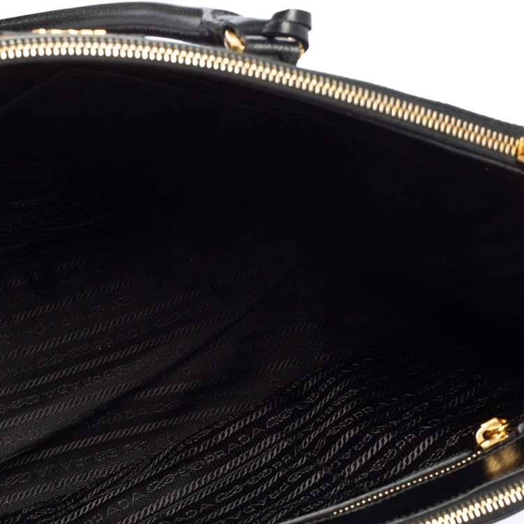 Pre Owned Prada Black Saffiano Lux Leather Large Galleria Double Zip Tote